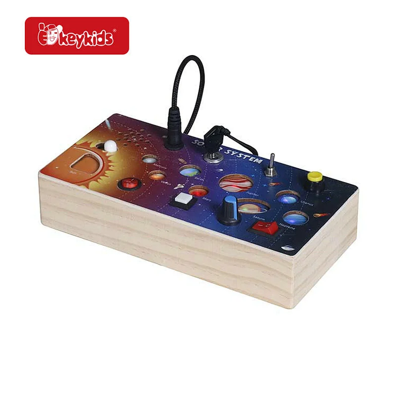 Montessori Sensory Switch Toy Wooden Solar System Activity Board for Kids W12D636